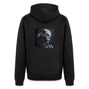 Robot cyborg yeux bleu - Veste à capuche bio Premium Unisexe - noir - Dos - Nico (187cm)