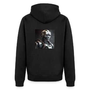 Rotäugiger Cyborg-Roboter - Unisex Premium Bio Zip Hoodie - Schwarz - Hinten - Nico (187cm)