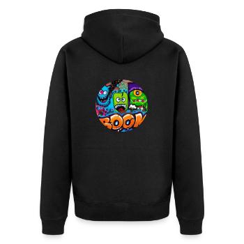Grafitti Monster Boom - Unisex Premium Bio Zip Hoodie - Schwarz - Hinten - Nico (187cm)