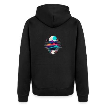Journey to Lunar Earth T-shirt - Unisex Premium Organic Zip Hoodie - black - Back - Nico (187cm)