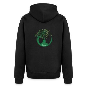 Nature - Unisex Premium Bio Zip Hoodie - Schwarz - Hinten - Nico (187cm)