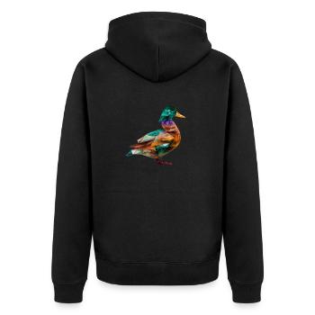 Origami Geometrie Ente bunt modern arty - Unisex Premium Bio Zip Hoodie - Schwarz - Hinten - Nico (187cm)