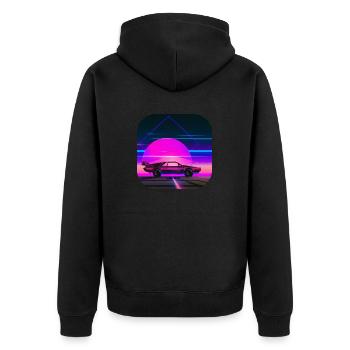 Back To The 80's | Synthwave - Unisex Premium Organic Zip Hoodie - black - Back - Nico (187cm)