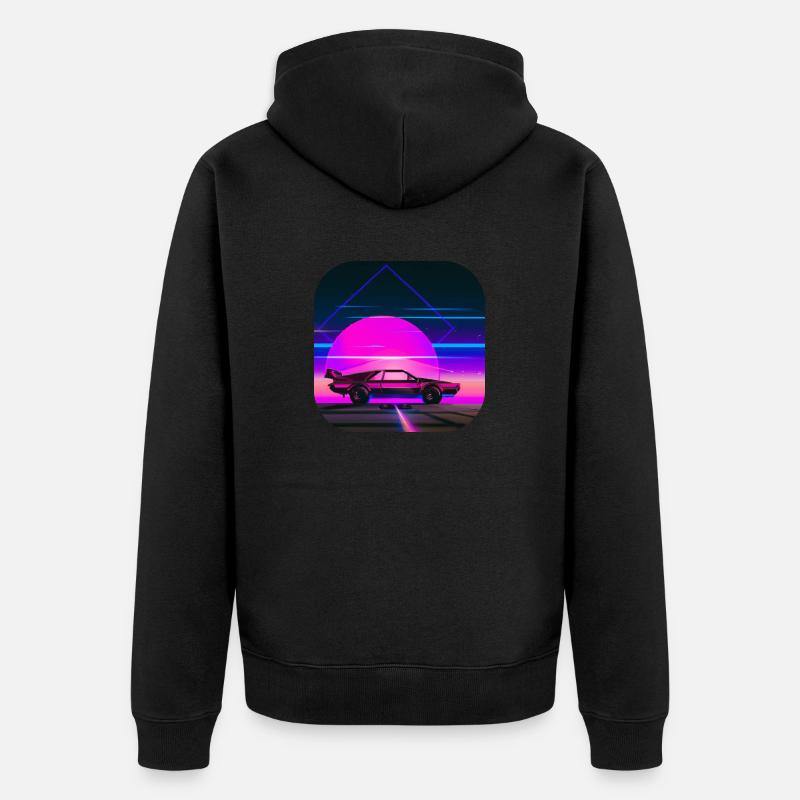 Retour aux années 80 | Synthwave - Veste à capuche bio Premium Unisexe - noir