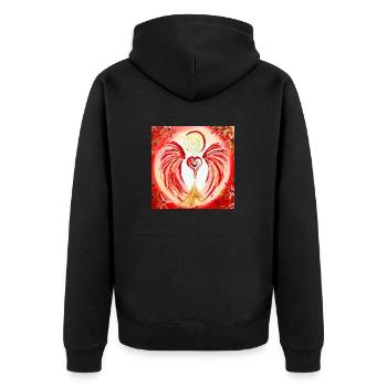 Herzengel Mutter Kind Liebe - Unisex Premium Bio Zip Hoodie - Schwarz - Hinten - Nico (187cm)