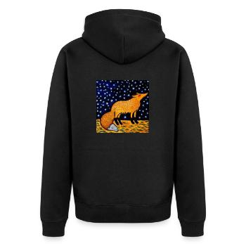 Fox under a starry sky - Unisex Premium Organic Zip Hoodie - black - Back - Nico (187cm)