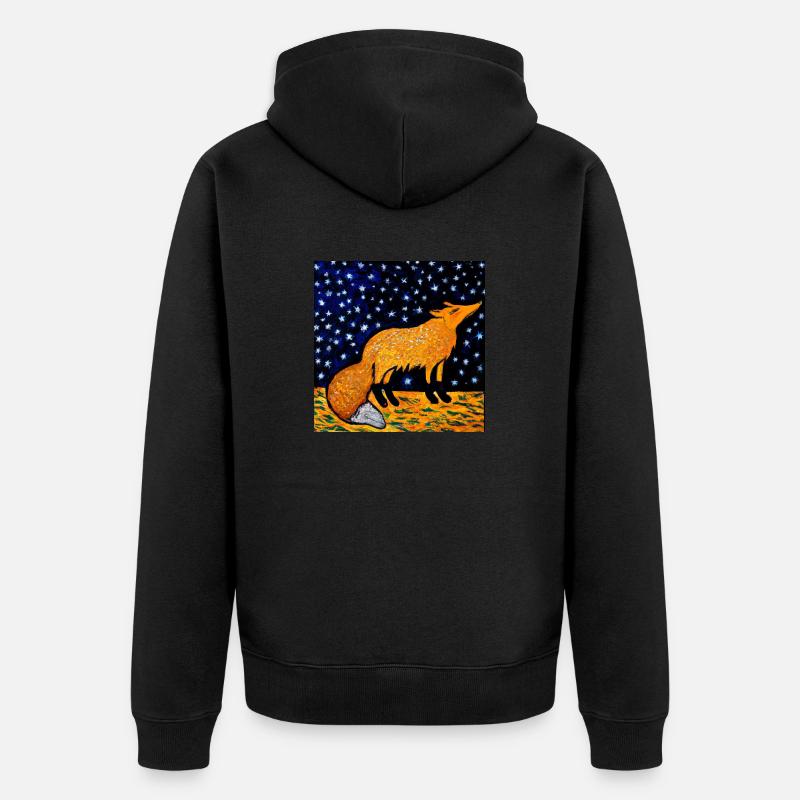 Fuchs unter einem Sternenhimmel - Unisex Premium Bio Zip Hoodie - Schwarz