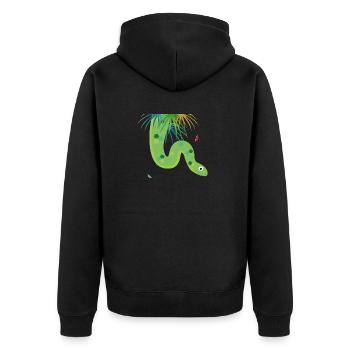 Schlange - Unisex Premium Bio Zip Hoodie - Schwarz - Hinten - Nico (187cm)