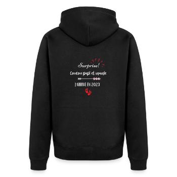 papi et j'arrive en 2023 - Veste à capuche bio Premium Unisexe - noir - Dos - Nico (187cm)