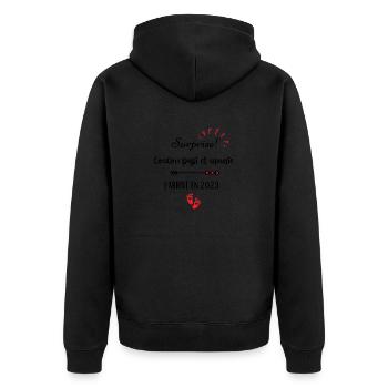 papi et j'arrive en 2023 - Veste à capuche bio Premium Unisexe - noir - Dos - Nico (187cm)