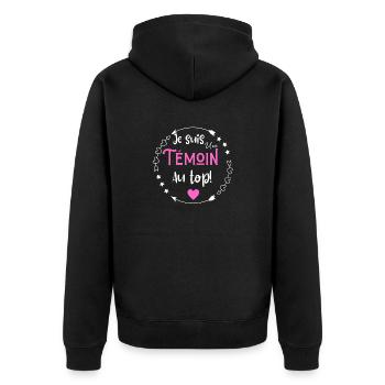 Je suis une témoin au top - Veste à capuche bio Premium Unisexe - noir - Dos - Nico (187cm)