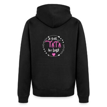 Je suis une tata au top - Veste à capuche bio Premium Unisexe - noir - Dos - Nico (187cm)