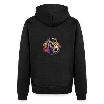 Regenbogen Hipster Einhorn mit Sonnenbrille - Unisex Premium Bio Zip Hoodie - Schwarz - Hinten - Nico (187cm)