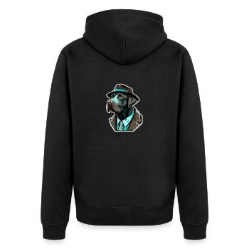 Labrador Pop art Detektiv Hund im Anzug - Unisex Premium Bio Zip Hoodie - Schwarz - Hinten - Nico (187cm)