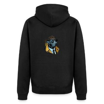 Labrador Pop art Detektiv Hund im Anzug - Unisex Premium Bio Zip Hoodie - Schwarz - Hinten - Nico (187cm)