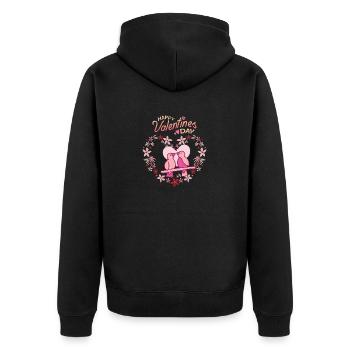Happy Valentine's Day - Unisex Premium Organic Zip Hoodie - black - Back - Nico (187cm)