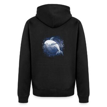 Delfin - Unisex Premium Bio Zip Hoodie - Schwarz - Hinten - Nico (187cm)
