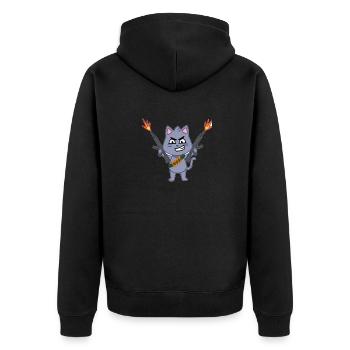 Fighting Cat - Unisex Premium Bio Zip Hoodie - Schwarz - Hinten - Nico (187cm)