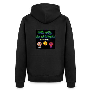 Geh weg, du stinkst!! Aber wie... (Zwei) - Unisex Premium Bio Zip Hoodie - Schwarz - Hinten - Nico (187cm)