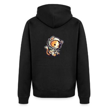 Meownaut astronaut cat for cat daddy - Unisex Premium Organic Zip Hoodie - black - Back - Nico (187cm)