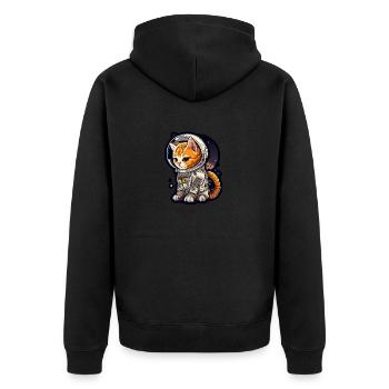 Meownaut astronaut cat for cat daddy - Unisex Premium Organic Zip Hoodie - black - Back - Nico (187cm)