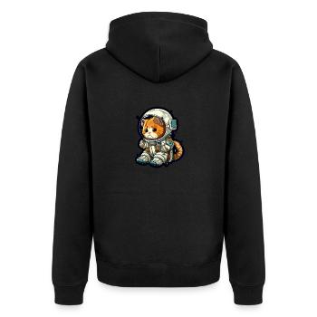 Meownaut astronaut cat for cat daddy - Unisex Premium Organic Zip Hoodie - black - Back - Nico (187cm)