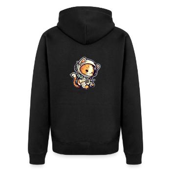 Meownaut astronaut cat for cat daddy - Unisex Premium Organic Zip Hoodie - black - Back - Nico (187cm)