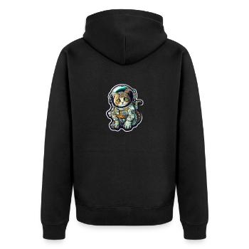 Meownaut astronaut cat for cat daddy - Unisex Premium Organic Zip Hoodie - black - Back - Nico (187cm)