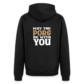 May the Porg be with you - Unisex Premium Organic Zip Hoodie - black - Back - Nico (187cm)