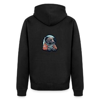 LabbiNaut Labrador Astronauten Hundepapa - Unisex Premium Bio Zip Hoodie - Schwarz - Hinten - Nico (187cm)