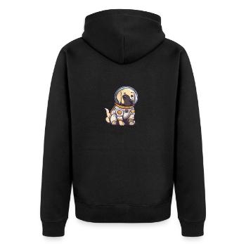 LabbiNaut Labrador Astronauten Hundepapa - Unisex Premium Bio Zip Hoodie - Schwarz - Hinten - Nico (187cm)