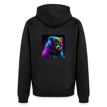 cool gaming bär - Unisex Premium Bio Zip Hoodie - Schwarz - Hinten - Nico (187cm)