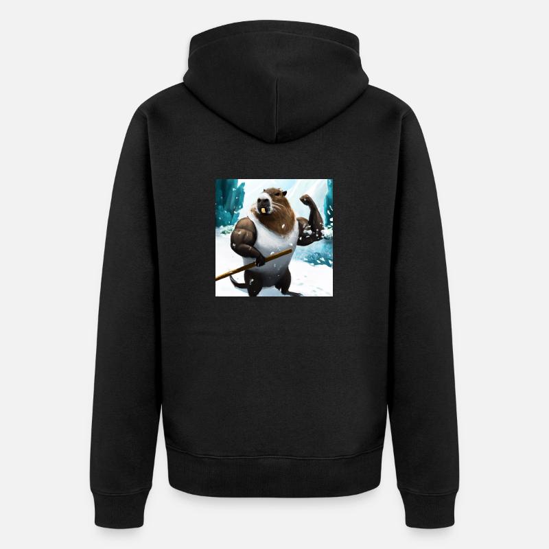 Capybara avec des muscles - Veste à capuche bio Premium Unisexe - noir
