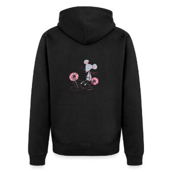 Mimi the sad mouse - Unisex Premium Organic Zip Hoodie - black - Back - Nico (187cm)