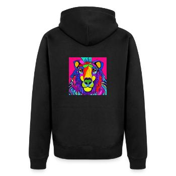 Lion, abstrait - Veste à capuche bio Premium Unisexe - noir - Dos - Nico (187cm)