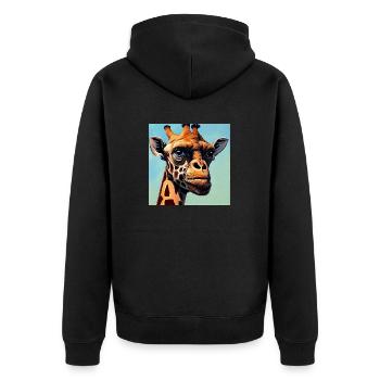 Giraffe mit Affengesicht - Unisex Premium Bio Zip Hoodie - Schwarz - Hinten - Nico (187cm)