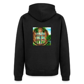 Abstract columns in natural surroundings - Unisex Premium Organic Zip Hoodie - black - Back - Nico (187cm)