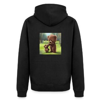 Traurige Teddyfamilie auf Friedhof - Unisex Premium Bio Zip Hoodie - Schwarz - Hinten - Nico (187cm)