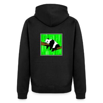 Panda aus der Natur - Unisex Premium Bio Zip Hoodie - Schwarz - Hinten - Nico (187cm)
