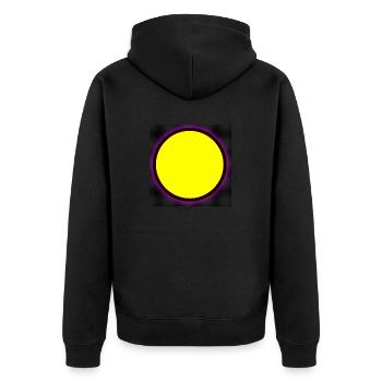 Punkt [Gelb] - Unisex Premium Bio Zip Hoodie - Schwarz - Hinten - Nico (187cm)