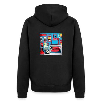 Chambre Rétro de Style Années 80 - Veste à capuche bio Premium Unisexe - noir - Dos - Nico (187cm)