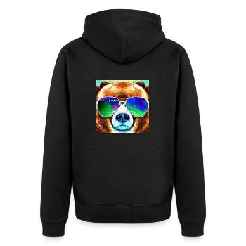 Ours cool avec lunettes d’aviateur - Veste à capuche bio Premium Unisexe - noir - Dos - Nico (187cm)