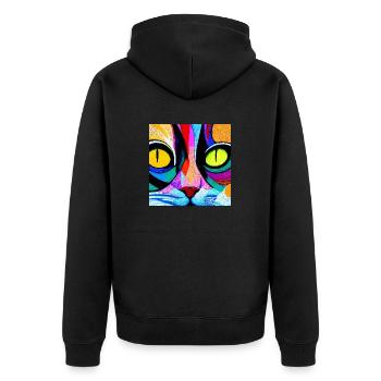 Bunte Katze Nahaufnahme, abstrakt - Unisex Premium Bio Zip Hoodie - Schwarz - Hinten - Nico (187cm)