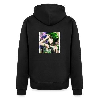 Fille aux cheveux verts le jour de la Saint-Patrick - Veste à capuche bio Premium Unisexe - noir - Dos - Nico (187cm)