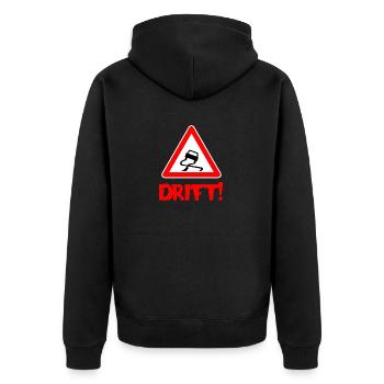 Drift | Auto | Autofan | Driften | Symbol - Unisex Premium Bio Zip Hoodie - Schwarz - Hinten - Nico (187cm)