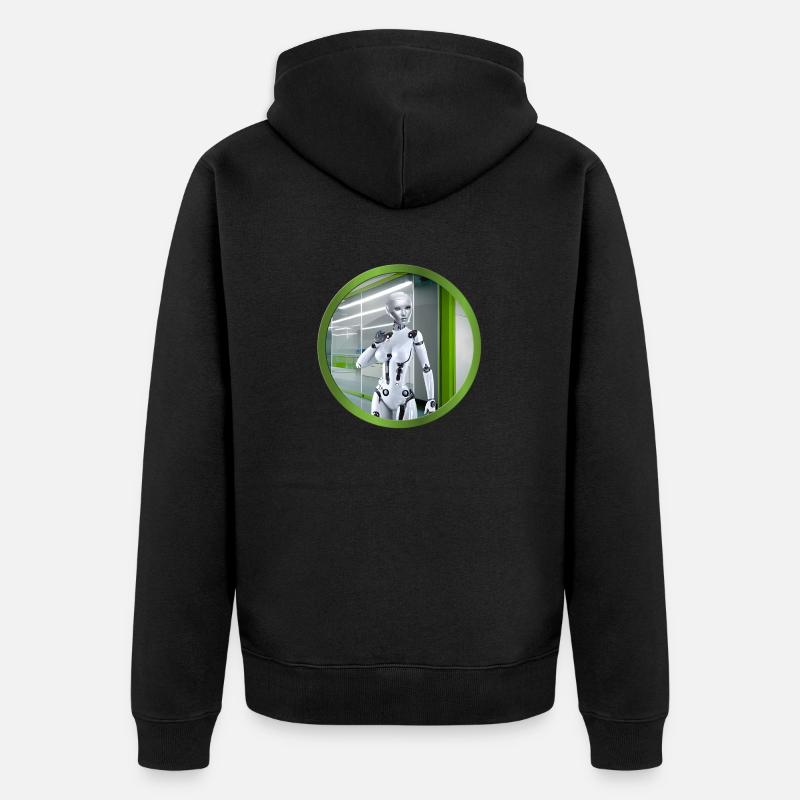 KI Roboter - Unisex Premium Bio Zip Hoodie - Schwarz