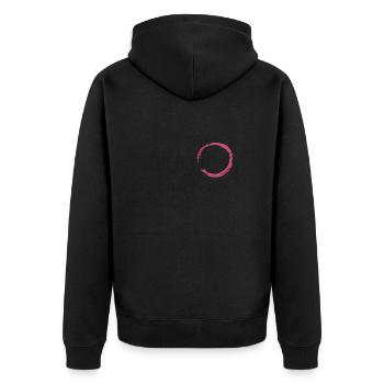 Ich muss noch (w) einkaufen - Unisex Premium Bio Zip Hoodie - Schwarz - Hinten - Nico (187cm)
