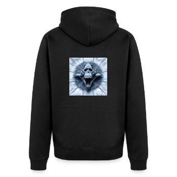 Affenschädel, Monkey Skull, Schädel, Digital Art - Unisex Premium Bio Zip Hoodie - Schwarz - Hinten - Nico (187cm)