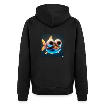 3D niedlicher tropischer Fisch digital art - Unisex Premium Bio Zip Hoodie - Schwarz - Hinten - Nico (187cm)