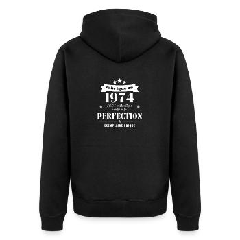 fabriqué en 1974 - Veste à capuche bio Premium Unisexe - noir - Dos - Nico (187cm)